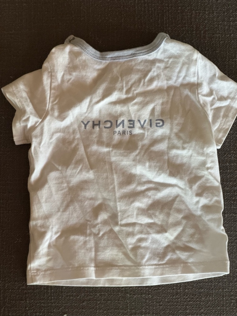 Givenchy White Kids Logo Short Sleeve Tee with Gray Trim